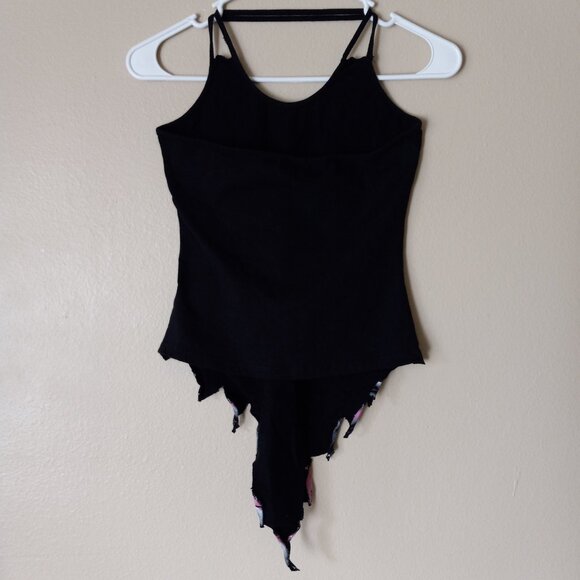 VOICE Backless Black/Pink/White Hibiscus 🌺 Flower Tank with Sequins Women's M - Picture 9 of 9